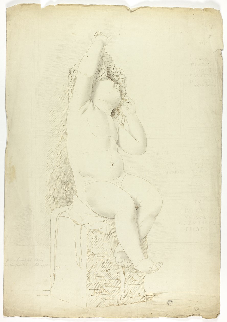 Maskeyle Oynayan Oturmuş Putto Antik Heykeli by John Downman