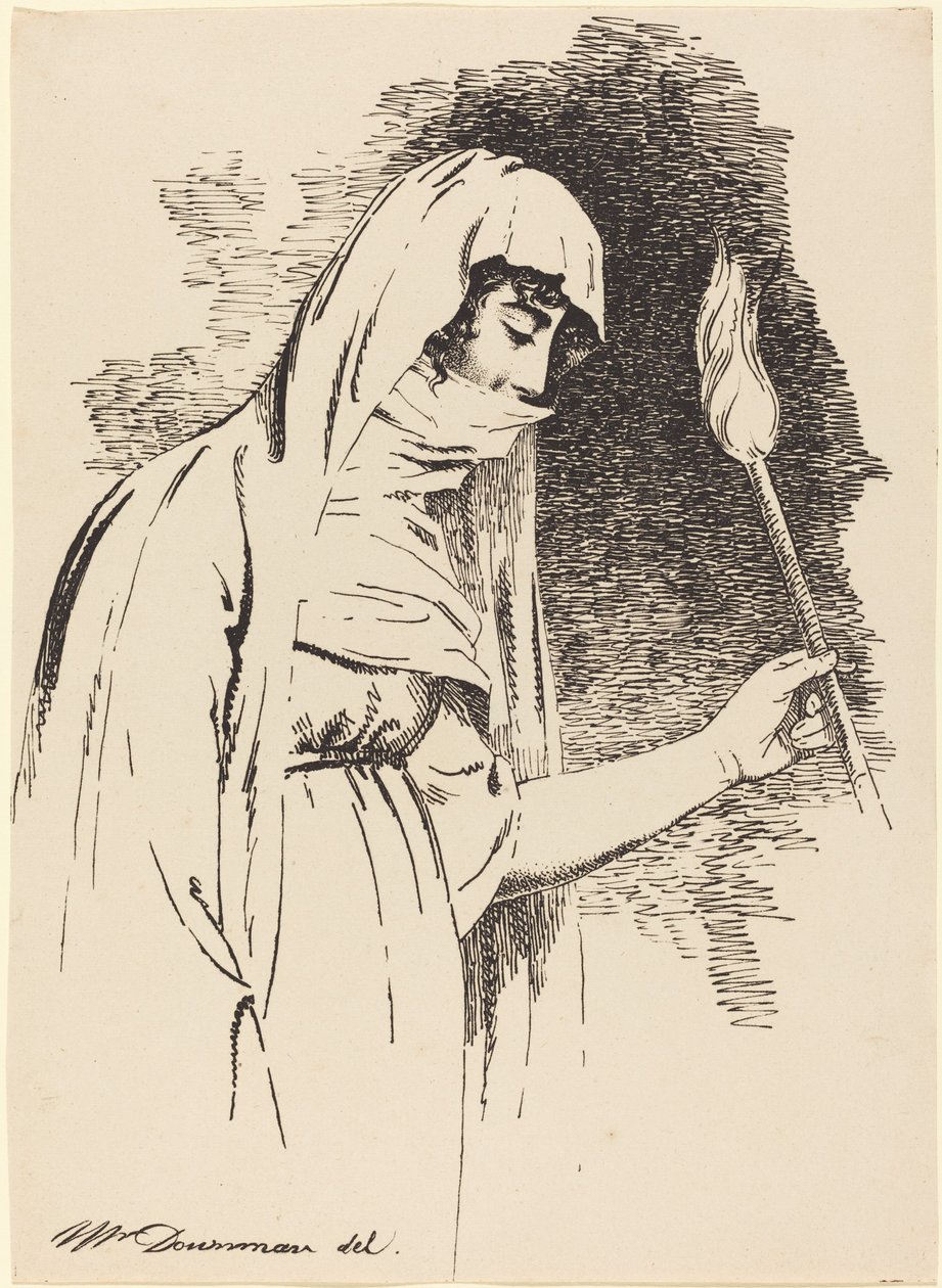 Bir meşale tutan oryantal kadın by John Downman