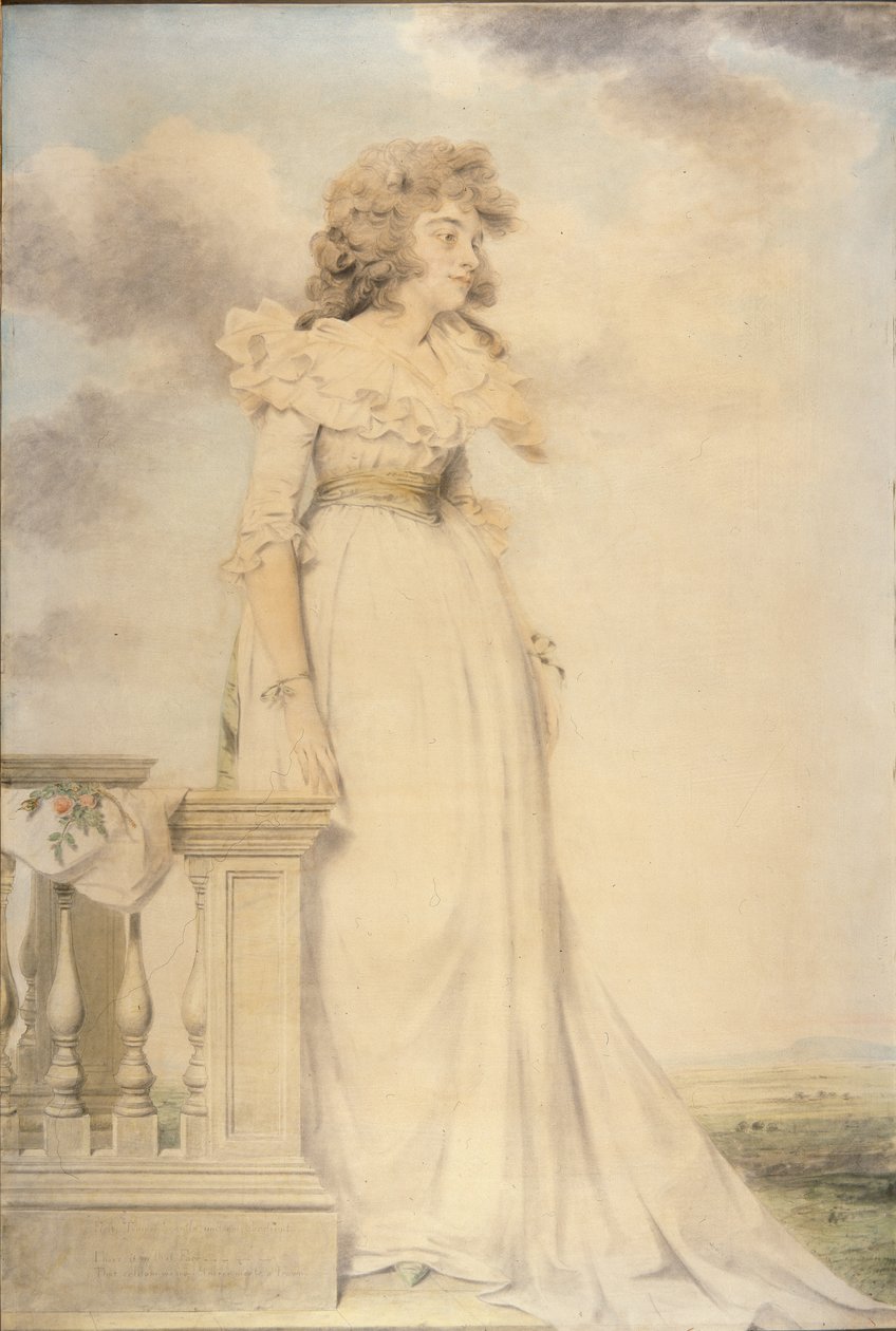 Georgiana, Devonshire Düşesi portresi (kağıt üzerine suluboya ve kurşun kalem) by John Downman