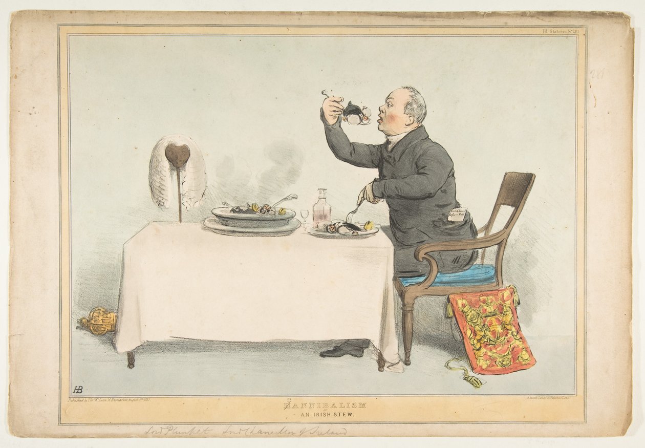 Cannibalism veya İrlanda Yahni, 5 Ağustos 1833. by John Doyle