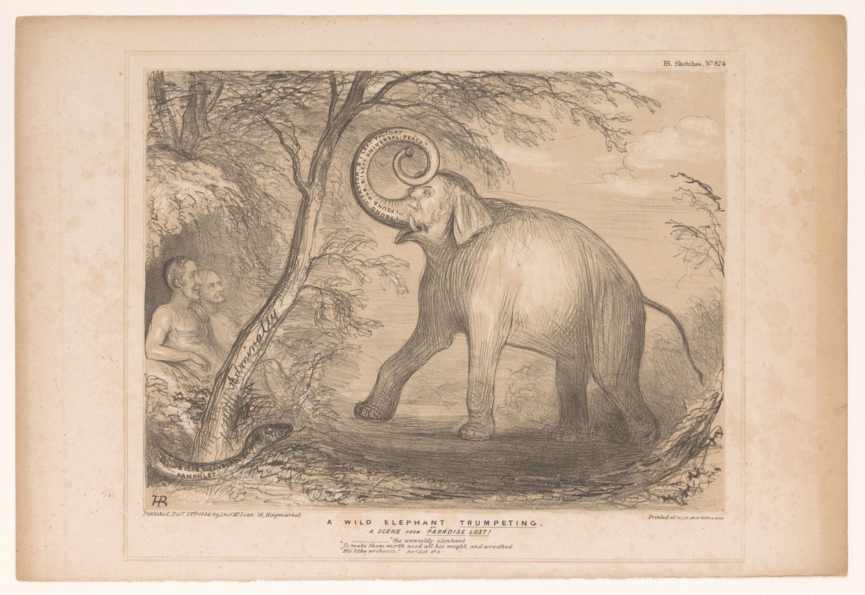 Spotpret, Lord Ellenborough ile bir araya geldi. als een wilde olifant Vahşi bir fil trompet ediyor. Paradise Lost
