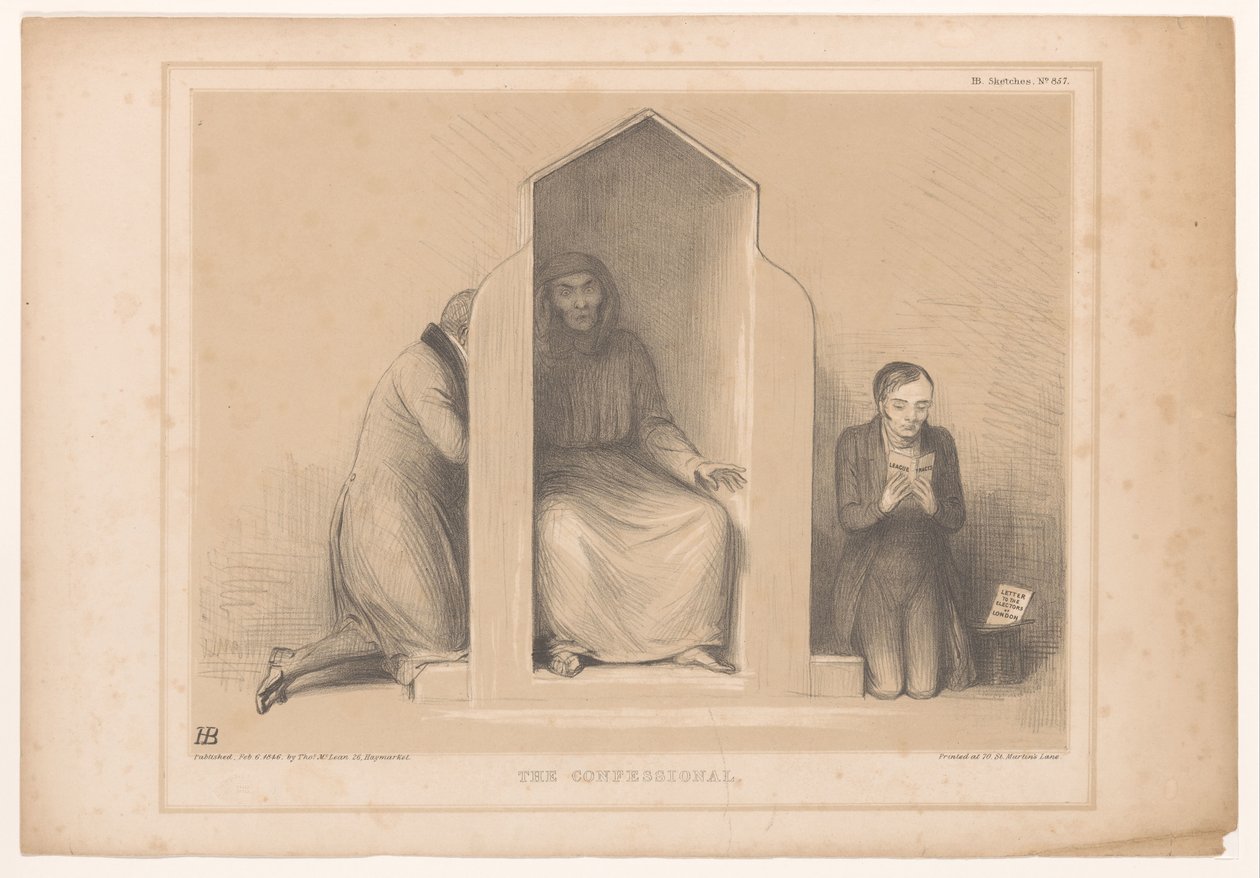 Spotpret, Roebuck als biechtvader ile bir araya geldi Günah çıkarma (nesne üzerindeki başlık) HB Sketches (nesne üzerinde seri başlığı) by John Doyle