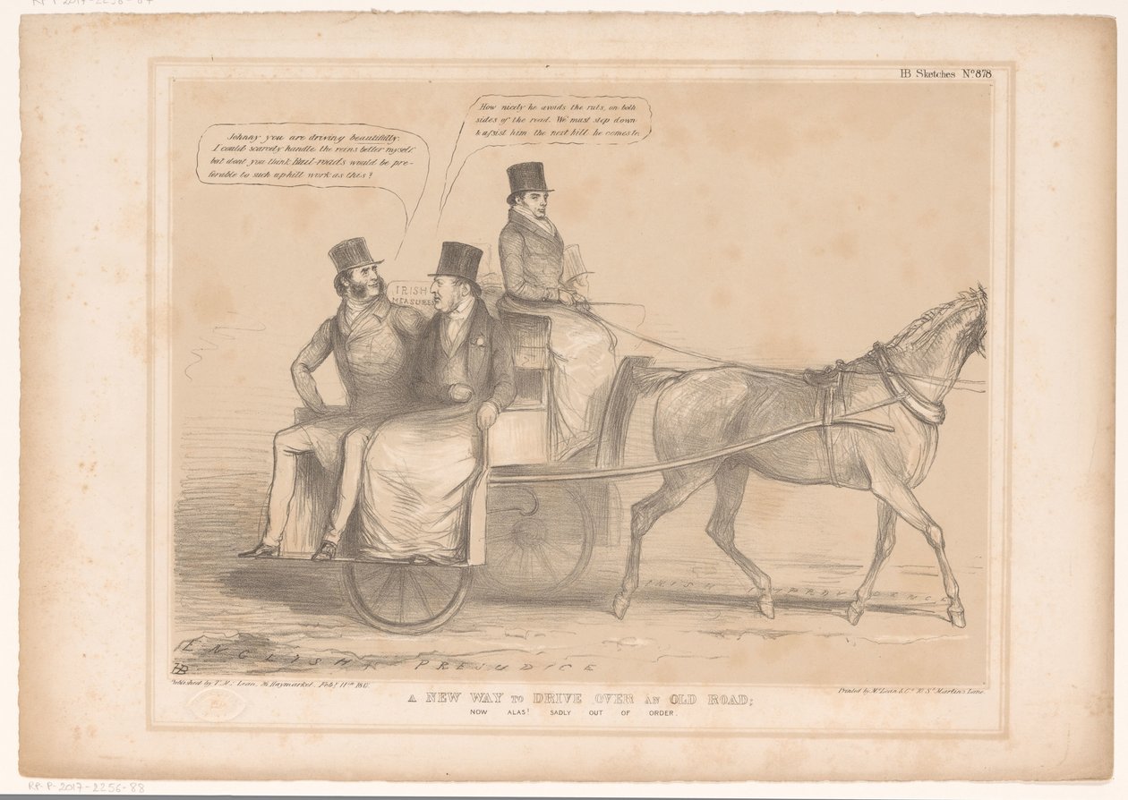Spotpret Russell, Inglis en Bentinck ile tanıştı Eski bir yoldan geçmenin yeni bir yolu; Şimdi ne yazık ki! Ne yazık ki bozuk (nesne üzerindeki başlık) HB Sketches (nesnedeki seri başlığı) by John Doyle