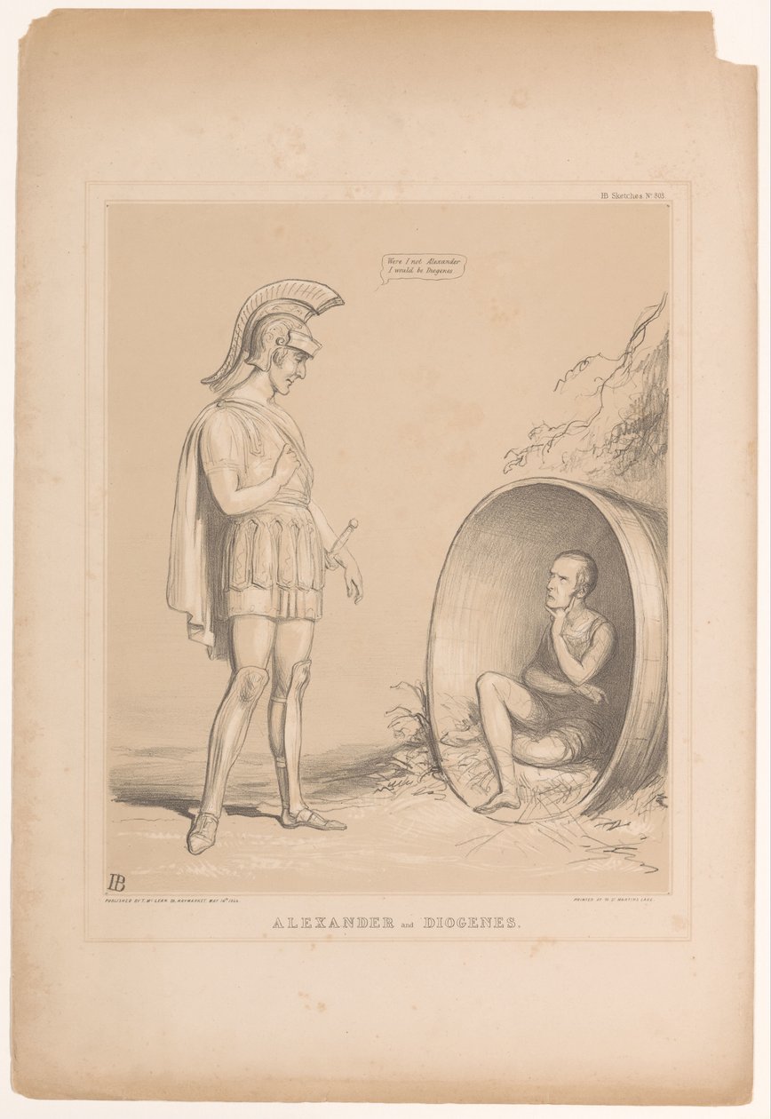 Spotprent, Sir Robert Peel ile tanıştı Alexander ve Diogenes (nesne üzerindeki başlık) HB Sketches (nesne üzerinde seri başlığı) by John Doyle