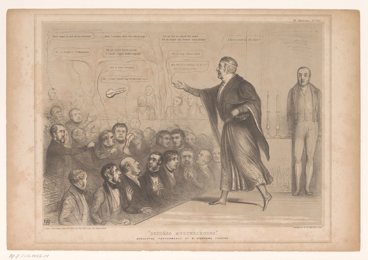 Spotpret, Sir Robert Peel ile goochelaar ile tanıştı Soirées gizemleri. Aziz Stephen tiyatrosunda harika performans (nesne üzerinde başlık) HB Sketches (nesne üzerinde seri başlığı) by John Doyle