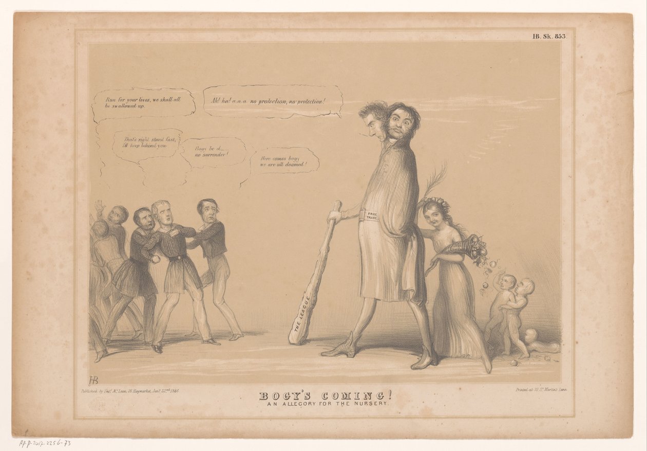 Spotprent bir araya geldi een tweehoofdig canavar Bogy geliyor! Fidanlık için bir alegori (nesne üzerindeki başlık) HB Sketches (nesne üzerinde seri başlığı) by John Doyle