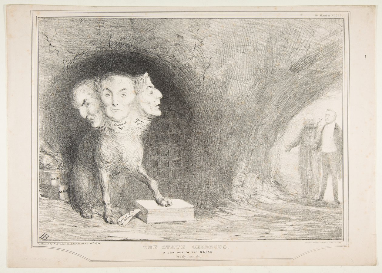 The State Cerberus, A Leaf Out of the Nead, Freely Translated, 11 Aralık 1834. by John Doyle
