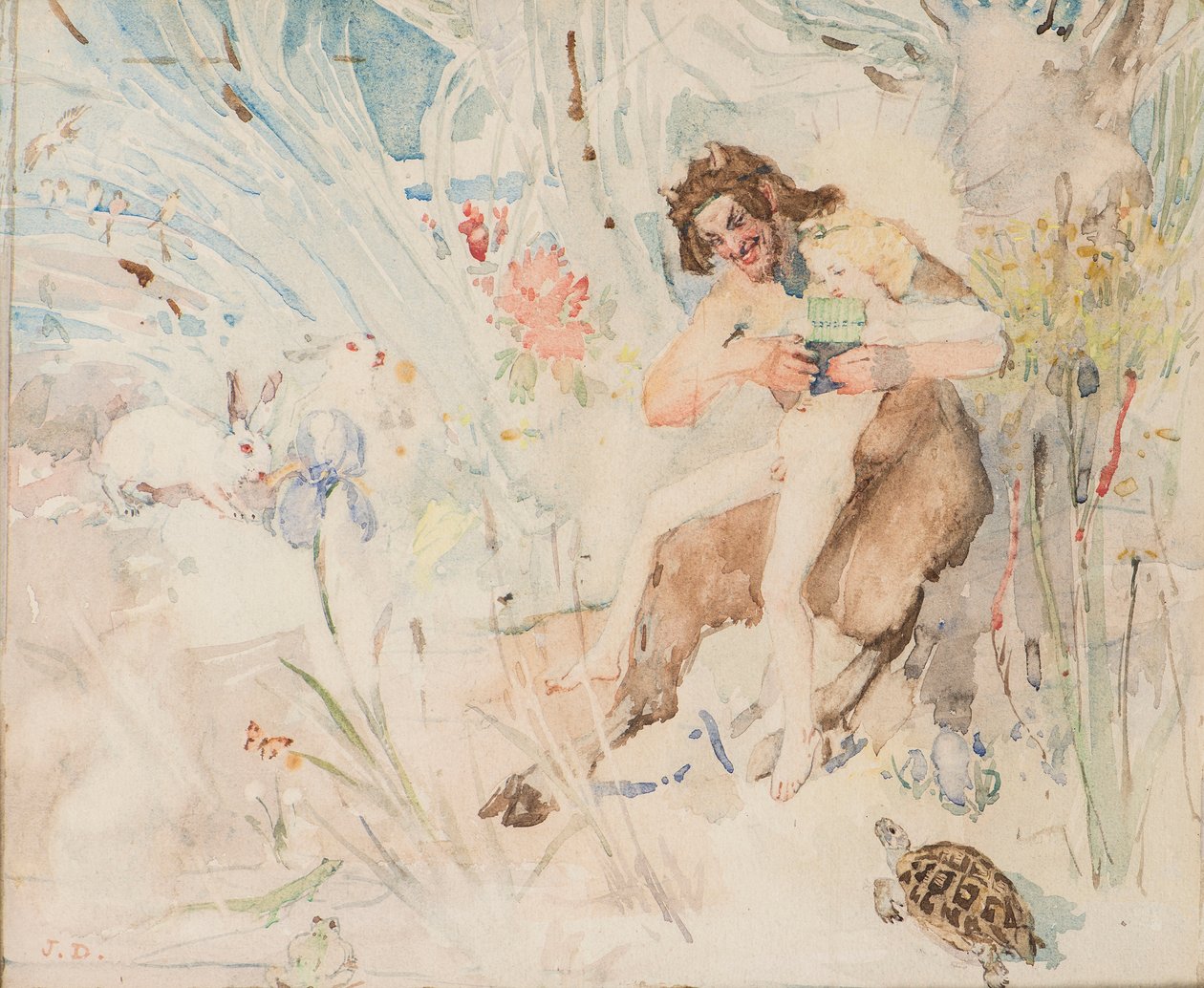Pan, c.1895 (suluboya) by John Duncan