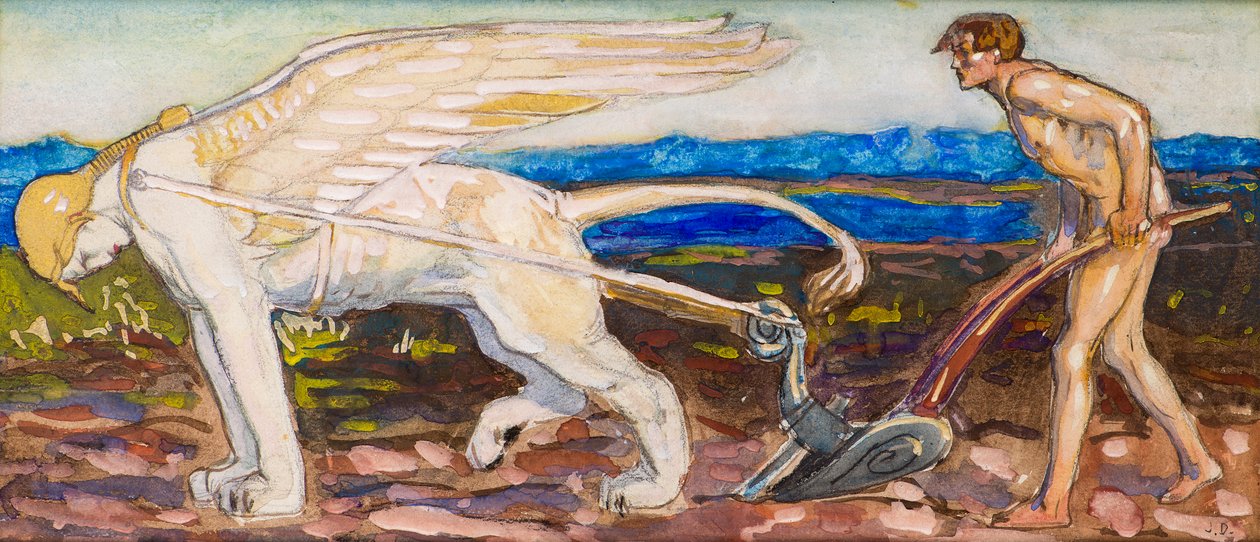 Sfenks ve Saban (suluboya) by John Duncan