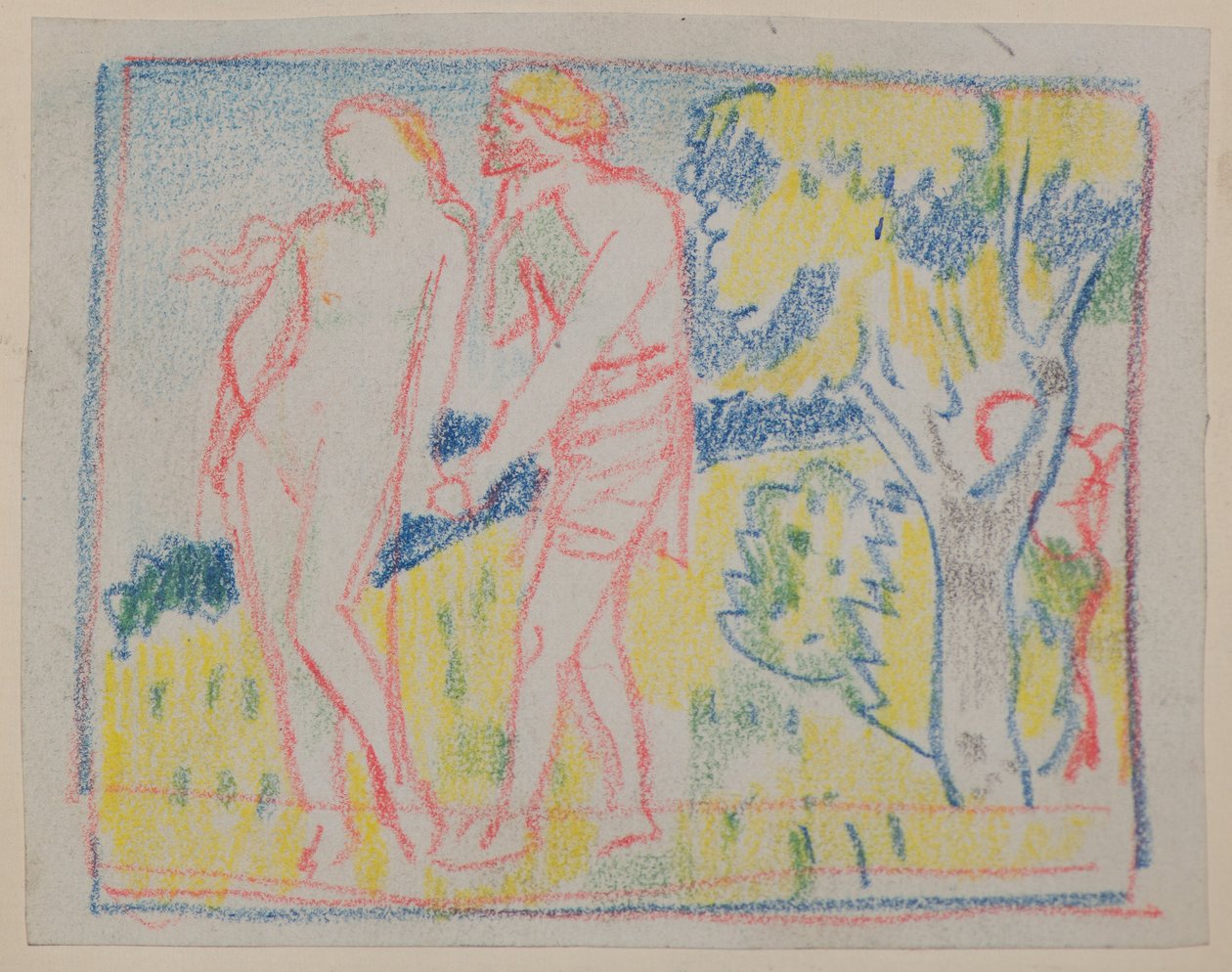 İsimsiz [Manzaradaki erkek ve kadın figürü] (kalem) by John Duncan