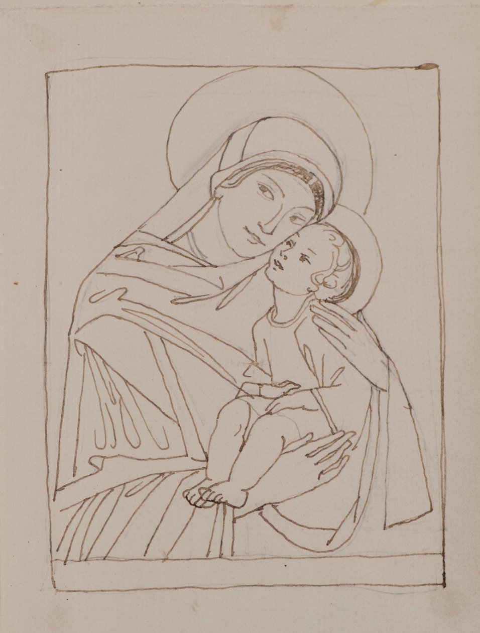 Başlıksız [Bakire ve Çocuk] (kalem ve mürekkep) by John Duncan
