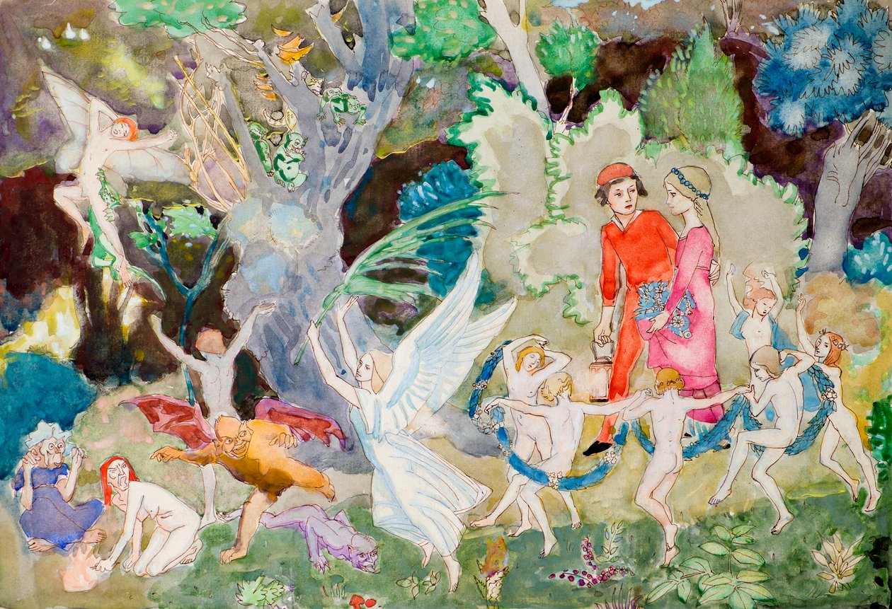 Cadılar Ormanında Yorinda ve Yoringel (suluboya) by John Duncan