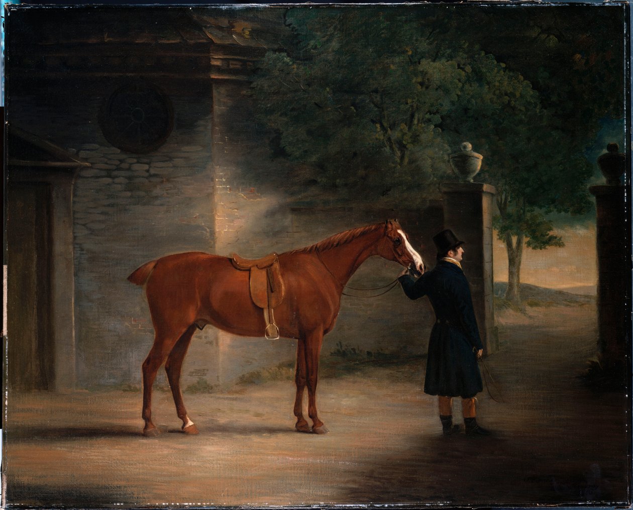 Avluda Bir Avcı ve Bir Damat, 1816 by John E. Ferneley