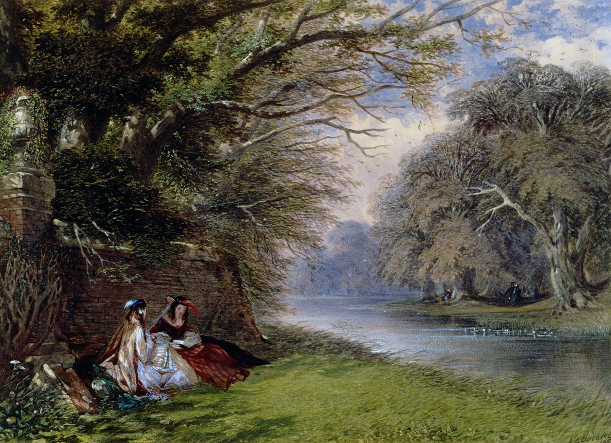 Nehir kenarında genç bayanlar by John Edmund Buckley