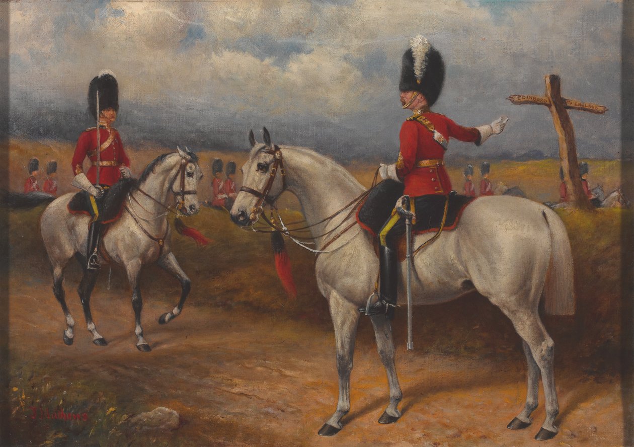 2. Ejderhaların iki atlı subayı (Kraliyet İskoç Grileri) by John Edward Chapman Mathews
