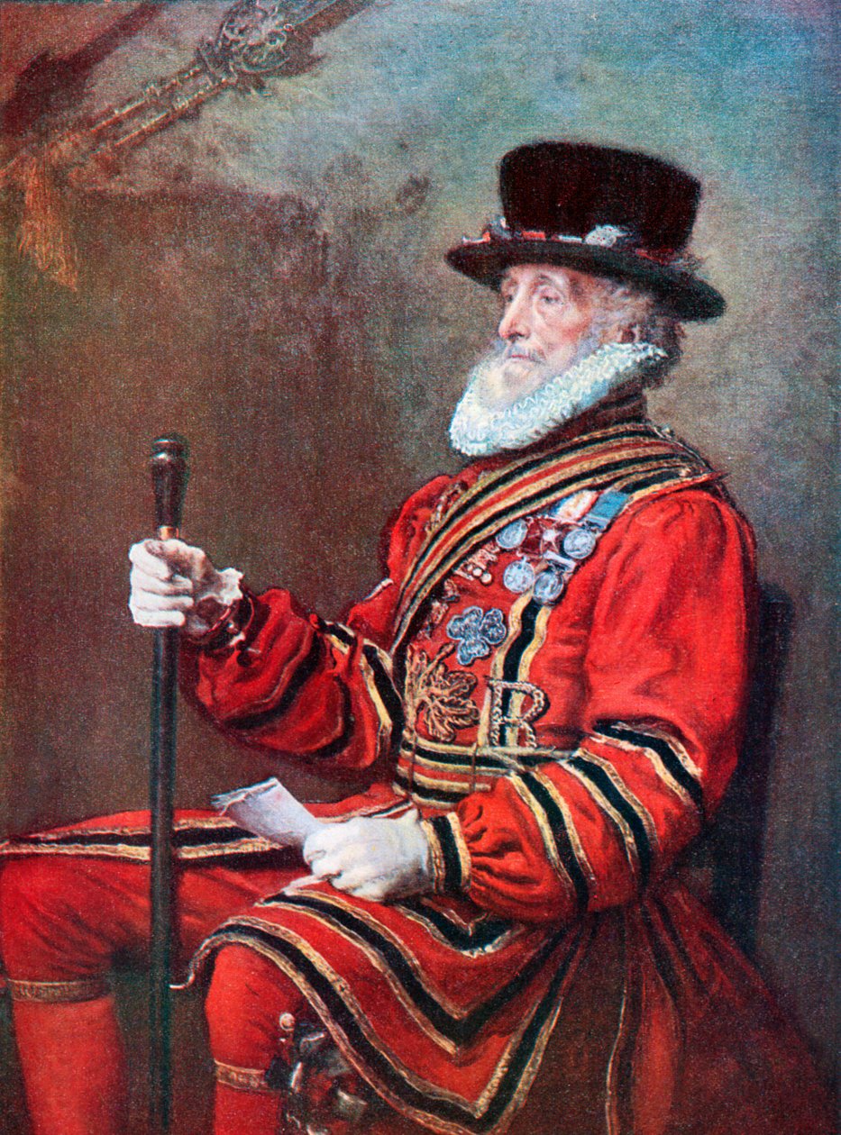 Bir Muhafız Yeoman (renkli taş baskı) by John Everett (after) Millais