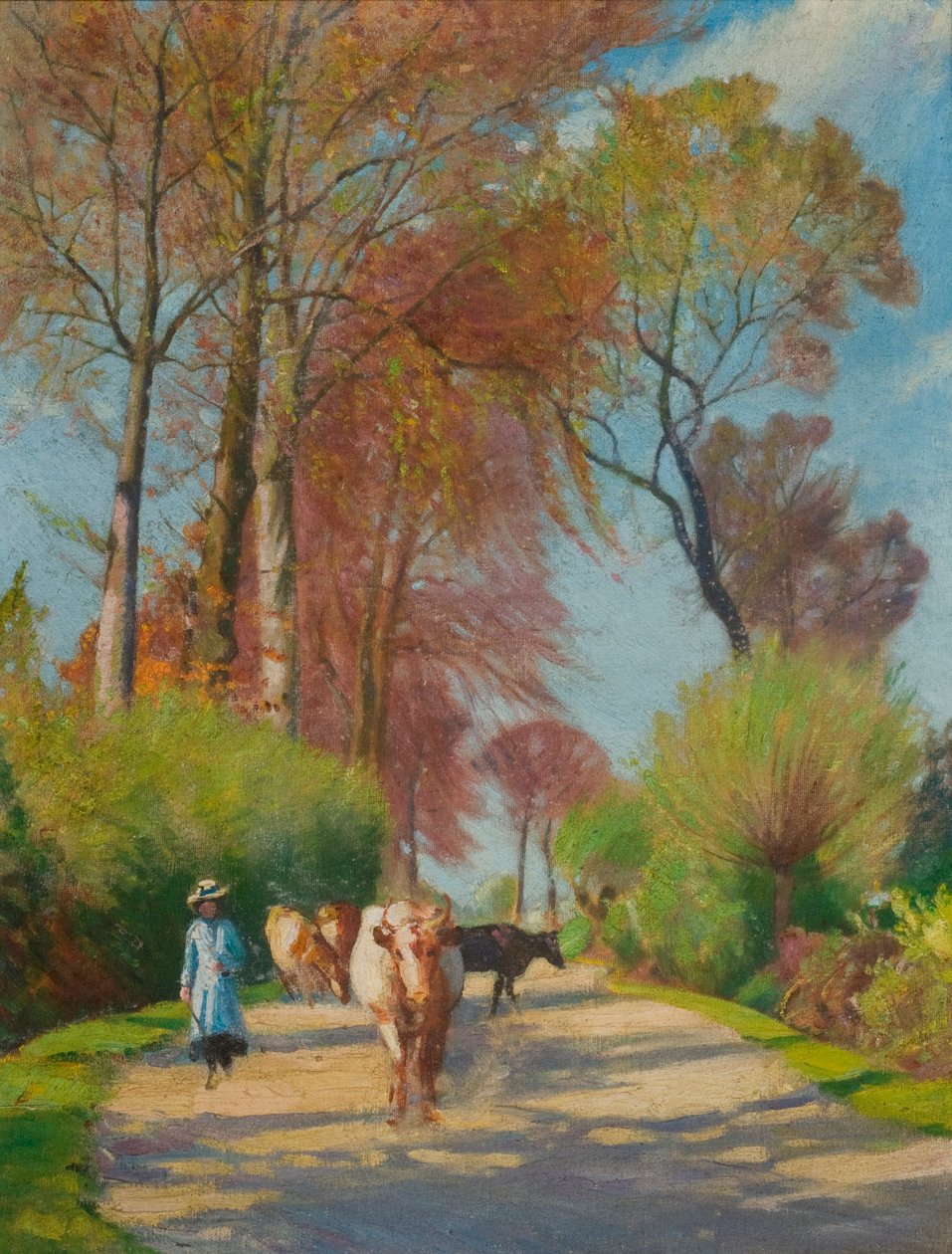 Figürlü ve İnekli Country Lane (gemide yağ) by John Everett