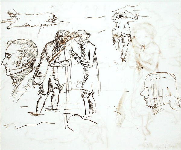 John Ruskin (1819-1900) ve William Millais ile yapılan çalışmaların bir sayfası by John Everett Millais