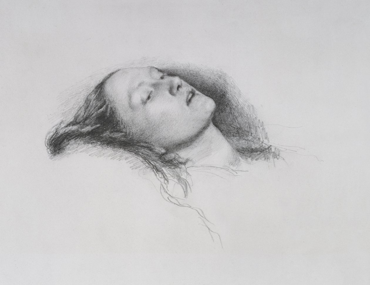 Elizabeth Siddal: "Ophelia" için Çalışma, 1852 by John Everett Millais