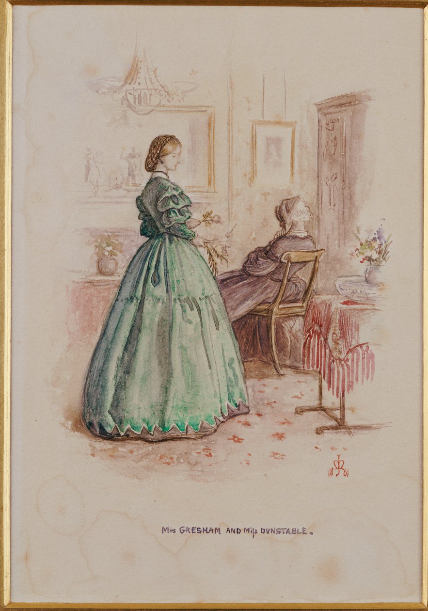 Bayan Gresham ve Bayan Dunstable: "Framley Parsonage" için bir örnek, 1861 by John Everett Millais