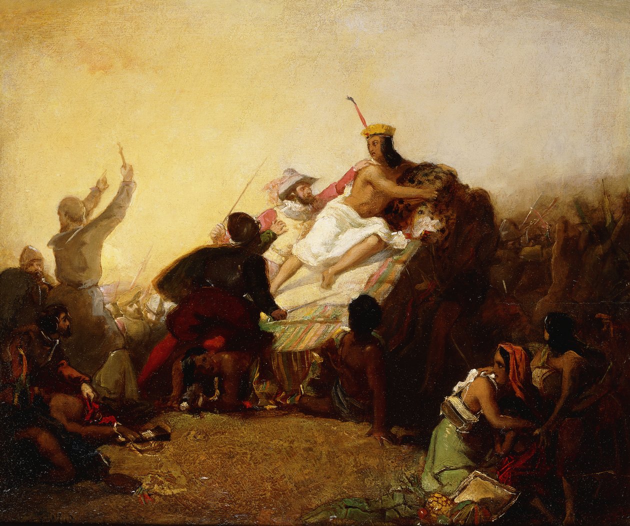 Pizarro, Peru İnkalarını Ele Geçirirken, 1846 by John Everett Millais