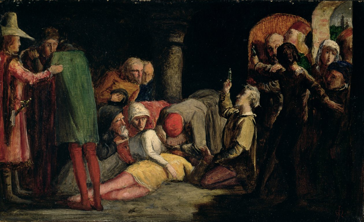 Romeo ve Juliet'in Ölümü, 1848 dolayları (değirmen tahtası üzerine yağlıboya) by John Everett Millais