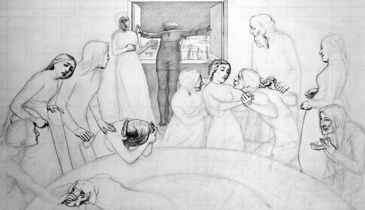 The Eve of the Deluge, c.1850 (pencil, pen und ink on paper) by John Everett Millais