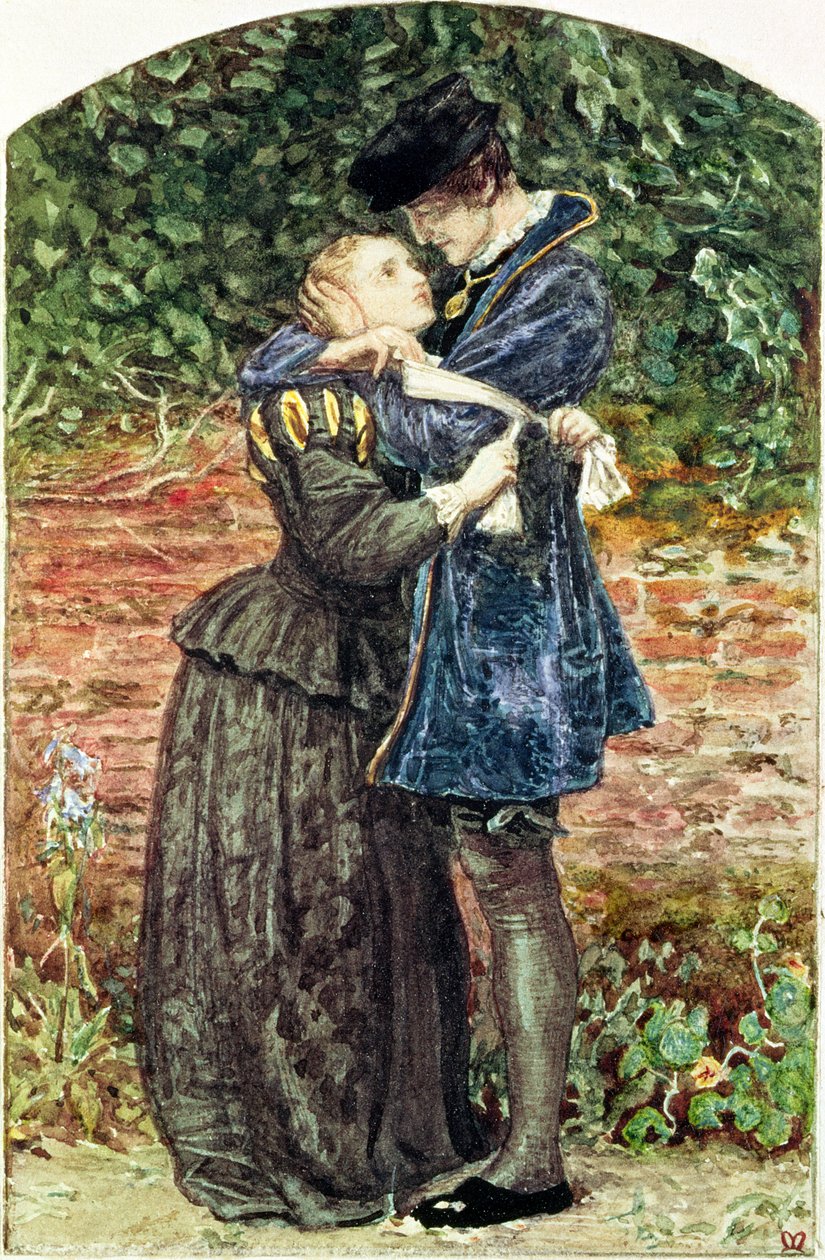 The Huguenot, 1852 (kağıt üzerinde wc, kalem, mürekkep ve guaj boya) (ayrıca bkz. 19693) by John Everett Millais