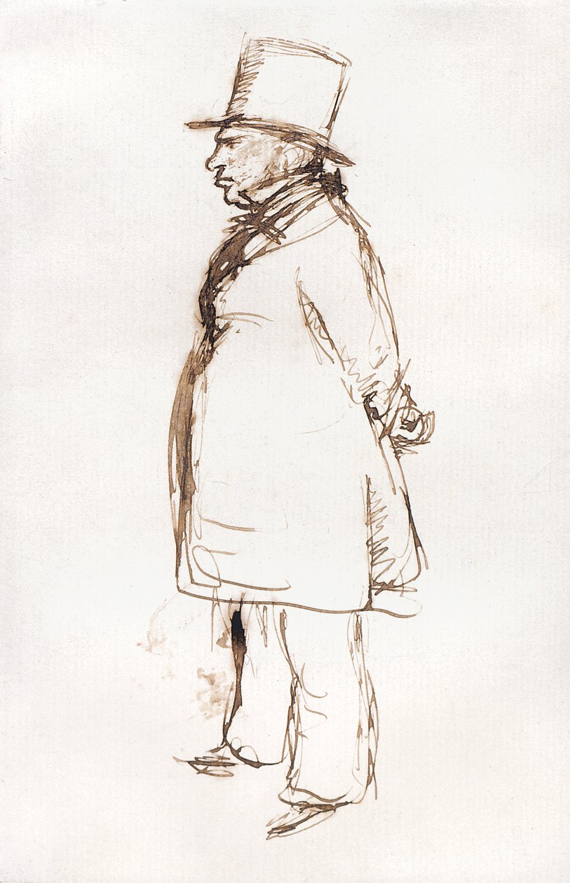 Kraliyet Akademisi'nde Vernikleme Günü'nde Turner (beyaz kağıt üzerine kalem ve kahverengi mürekkep) by John Everett Millais