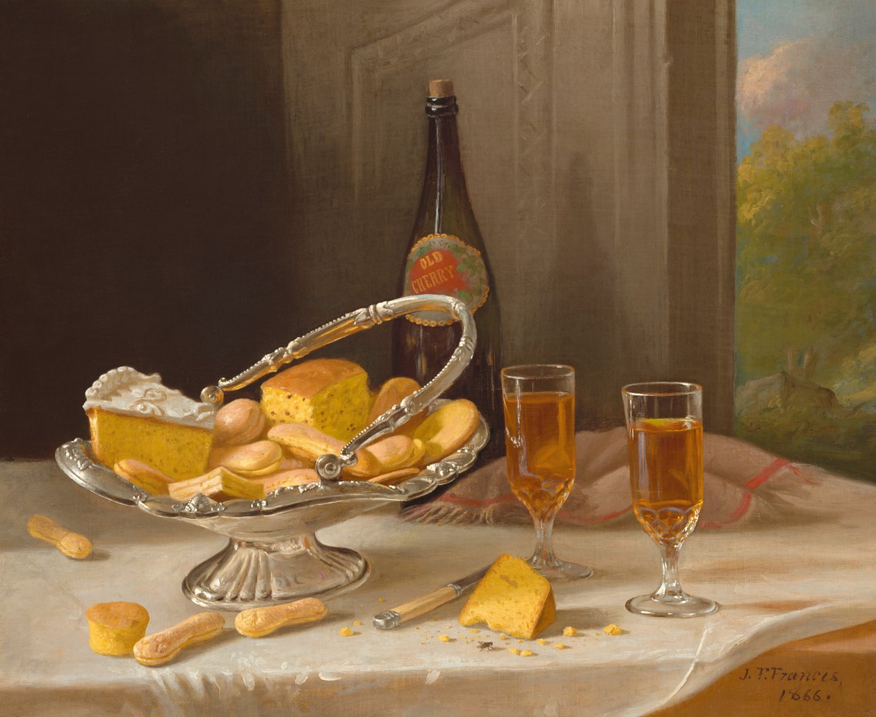 Gümüş Pasta Sepetli Natürmort, 1866. by John F. Francis