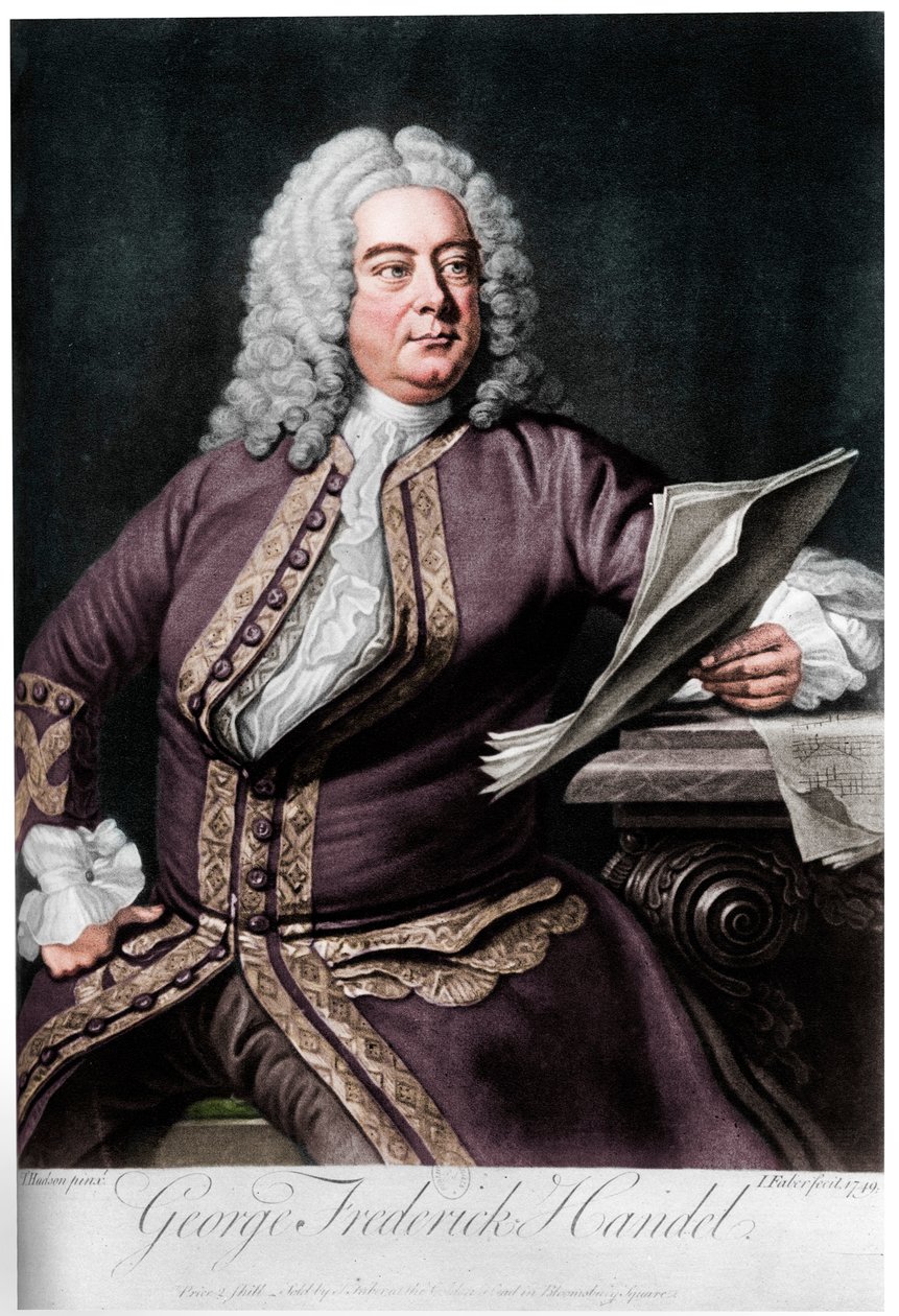 George Frideric Handel, Almanya doğumlu İngiliz Barok besteci, 1749 by John Faber the younger