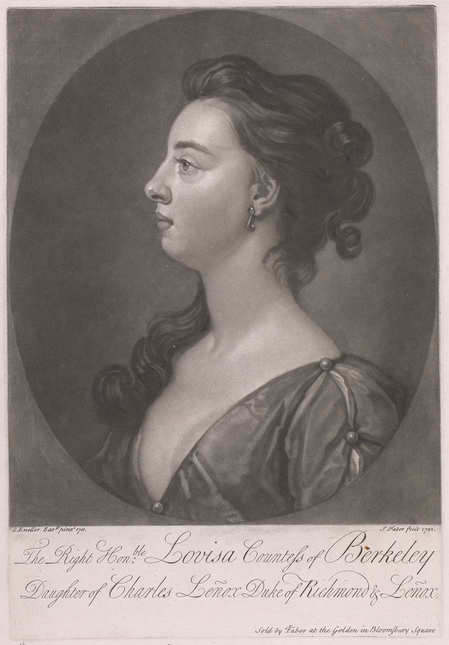 Çok Saygıdeğer Louisa Berkeley Kontesi, Richmond ve Lenox Dükü Charles Lenox'un kızı by John Faber the younger