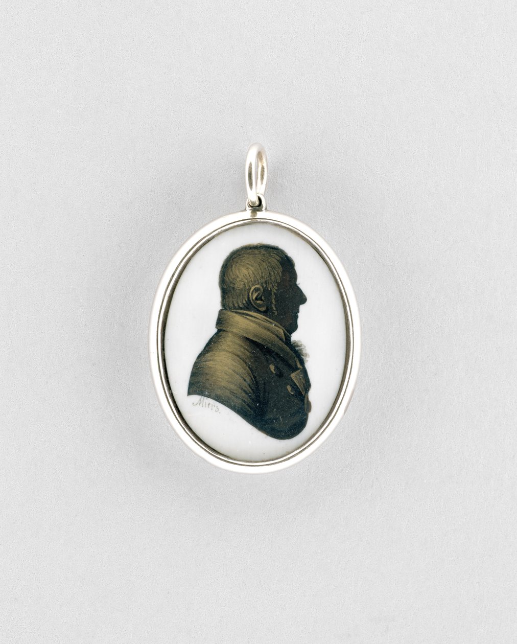 Siluetli kolye, c.1795 (fildişi üzerine suluboya, 9 ayar pembe altın, inciler, saç ve cam) by John Field