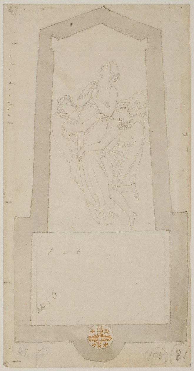 İki Melek Tarafından Yükseltilen Ayrılmış Bir Ruh by John Flaxman