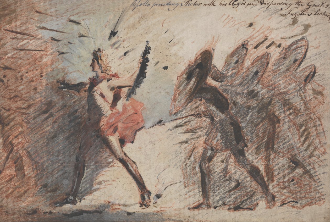 Kalkanıyla Hektor'dan Önce Gelen ve Yunanlıları Dağıtan Apollon, Fuseli'nin Dersleri by John Flaxman