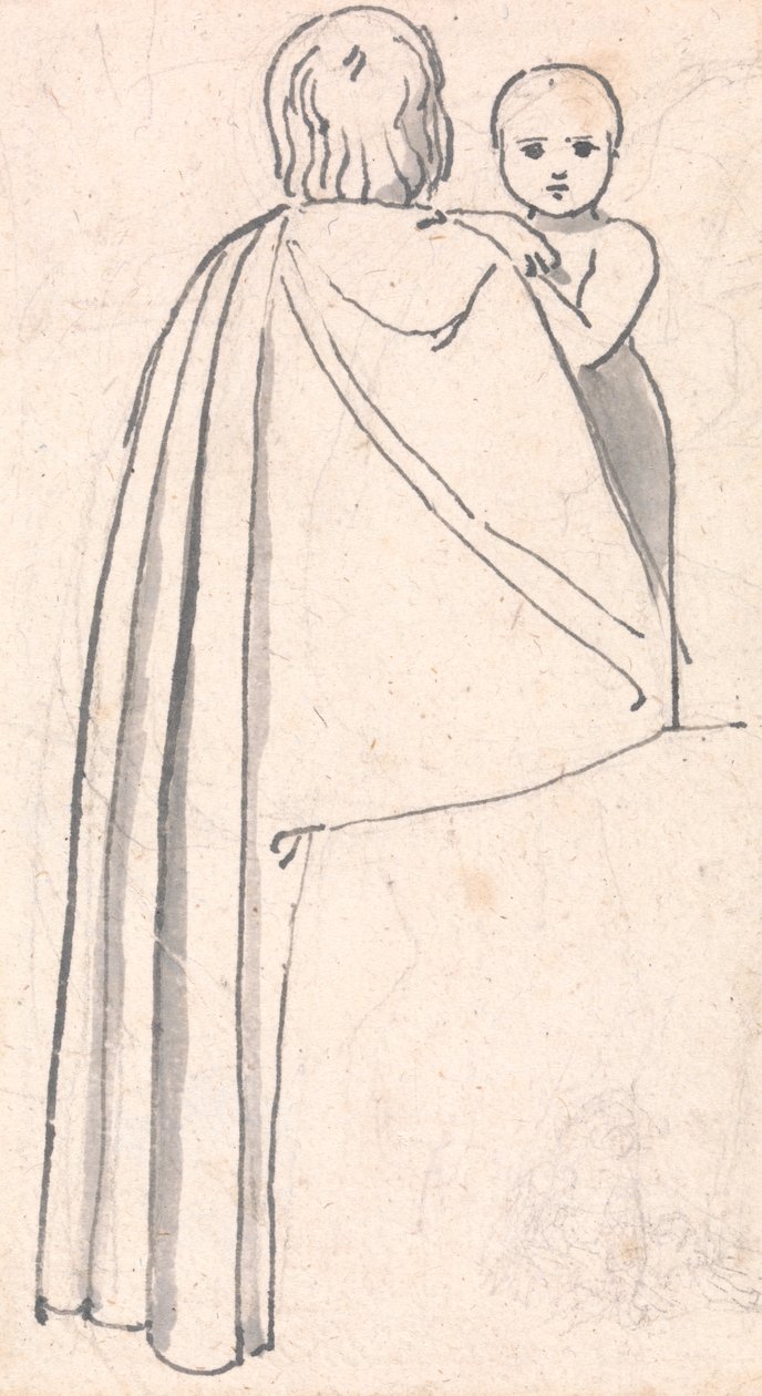 Omzunun Üzerinden Bakan Çocuğu Olan Bir Kadının Arkadan Görünümü by John Flaxman