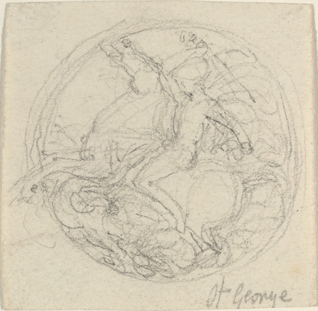 Aziz George ve Ejderhayı Temsil Eden Madalya İçin Tasarım by John Flaxman