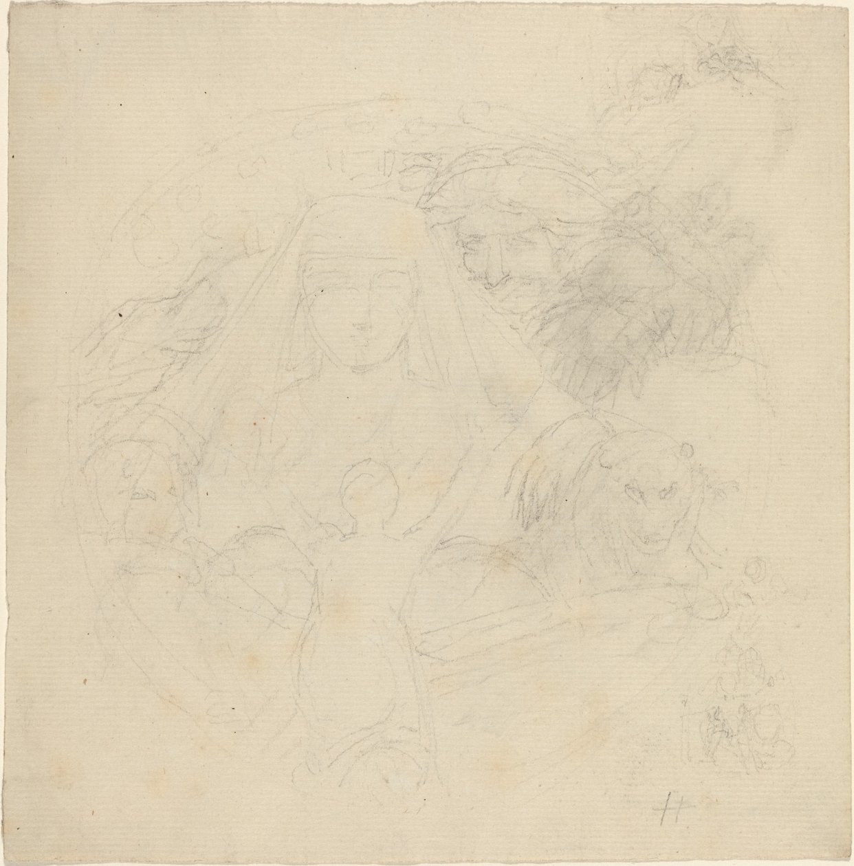Aşağıda Aslanlı Bir Başın Görünüşüne Dua Eden Arkadan Görülen Figür by John Flaxman