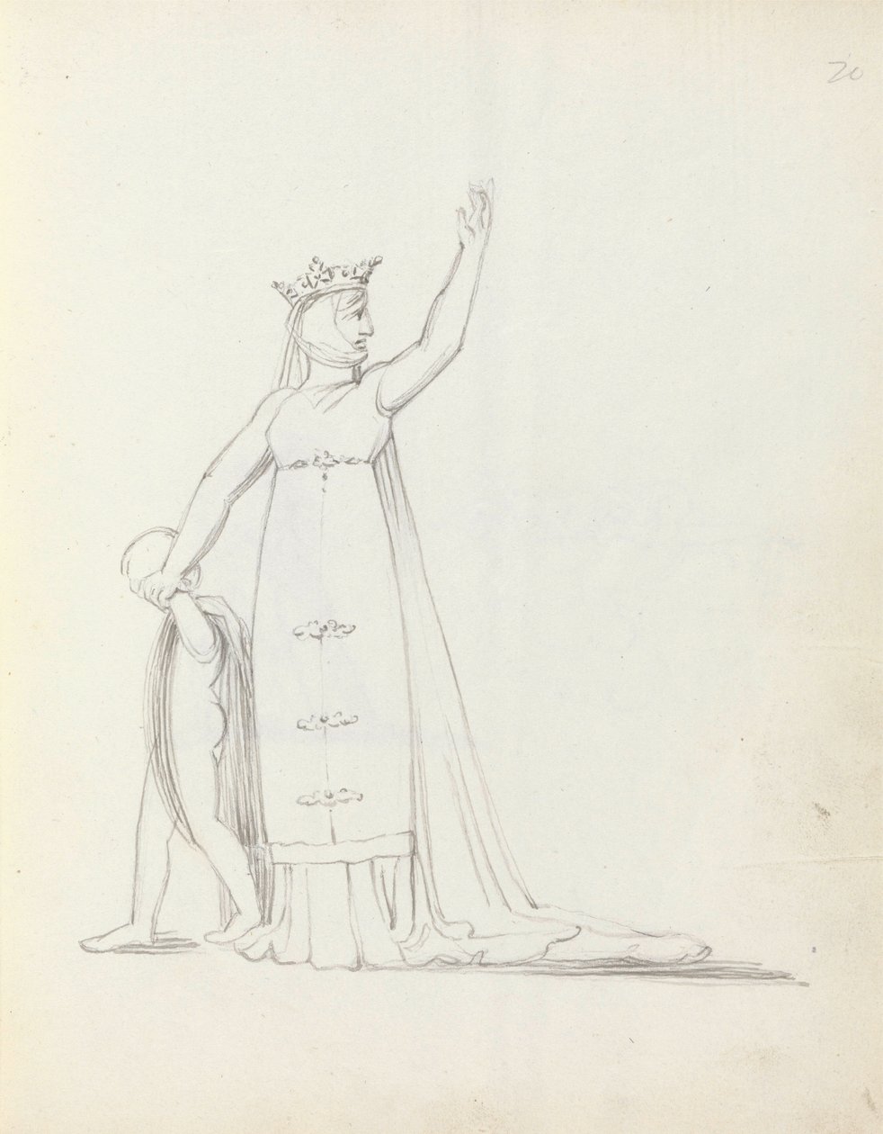 Bayan Siddons, Constance with Child, 1783 rolünde (kalem, mürekkep ve kağıt üzerinde yıkama) by John Flaxman