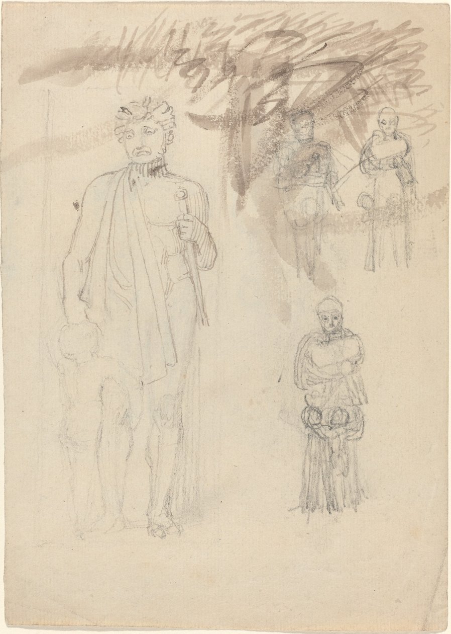 Çocuklu Savaşçı dahil Çalışma Sayfası [recto ve verso] by John Flaxman