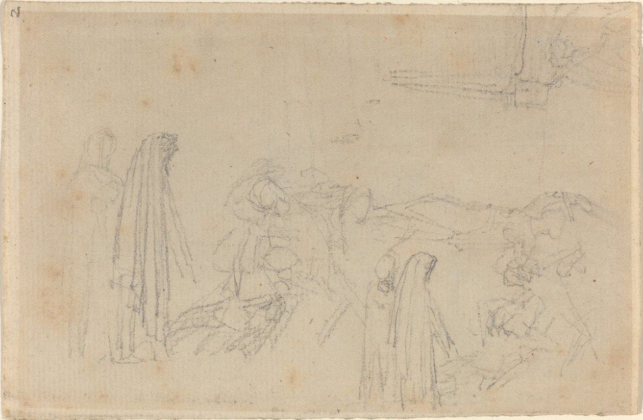 Kapşonlu Figürlü Eskizler (Virgil ve Beatrice?) by John Flaxman