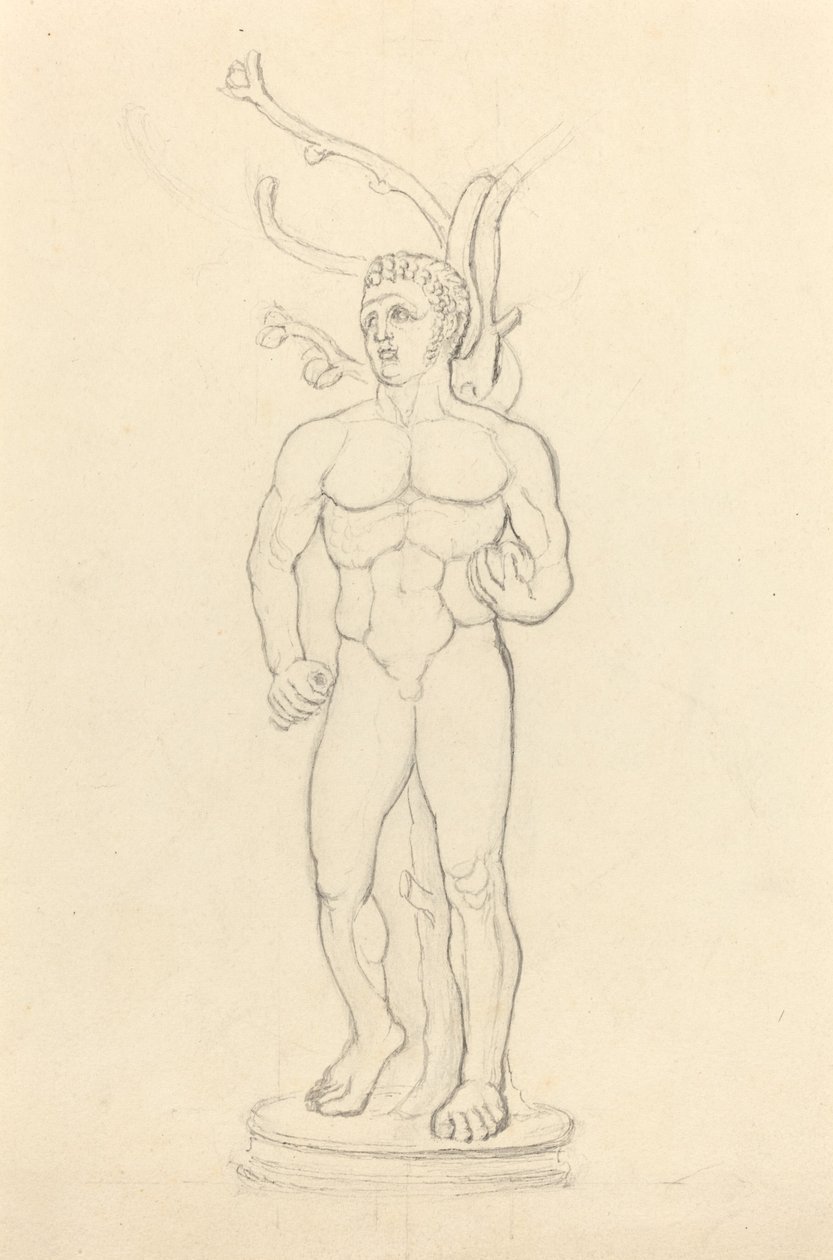Bir Ağacın Önünde Çıplak Erkek Heykeli by John Flaxman