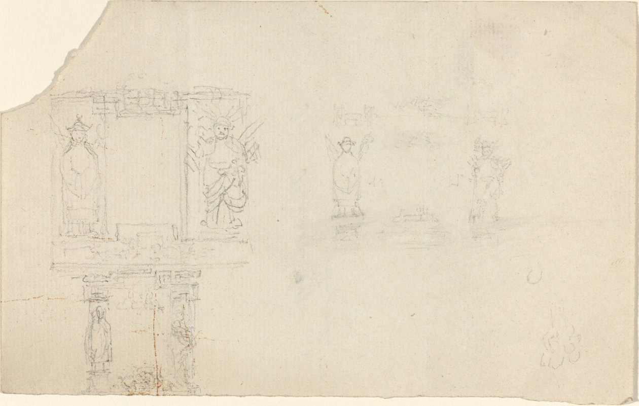 Asya Elbiseli Figürlü Yapı (“Tabut” için Resim?) by John Flaxman