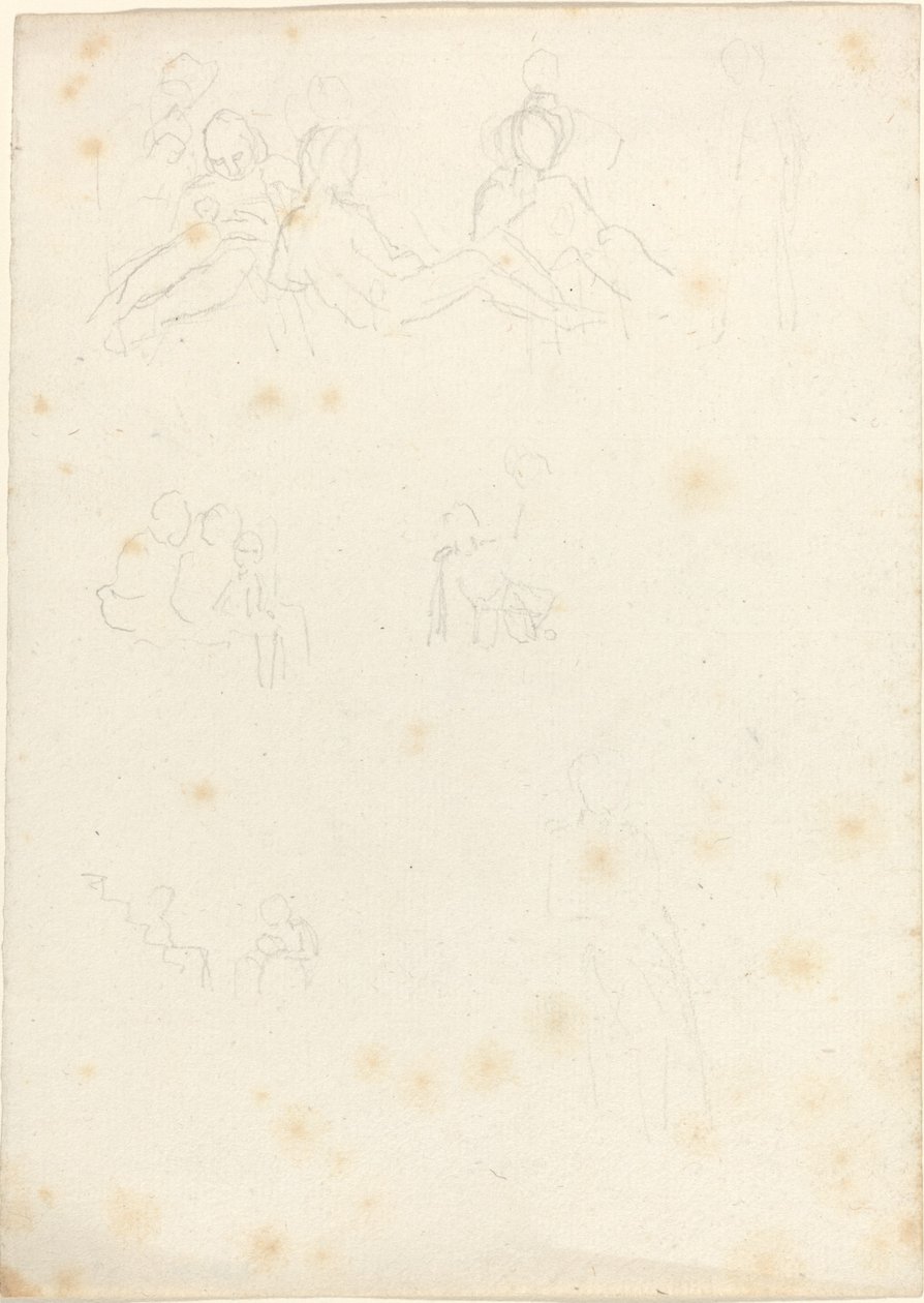 Oturan ve Yatan Figür Çalışmaları by John Flaxman