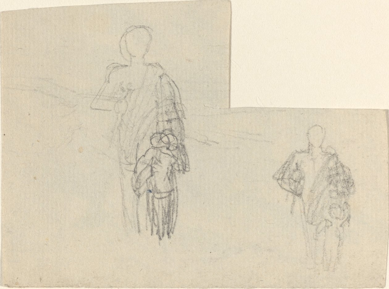 Ayakta Duran Figür ve Çocuk Üzerine İki Çalışma by John Flaxman