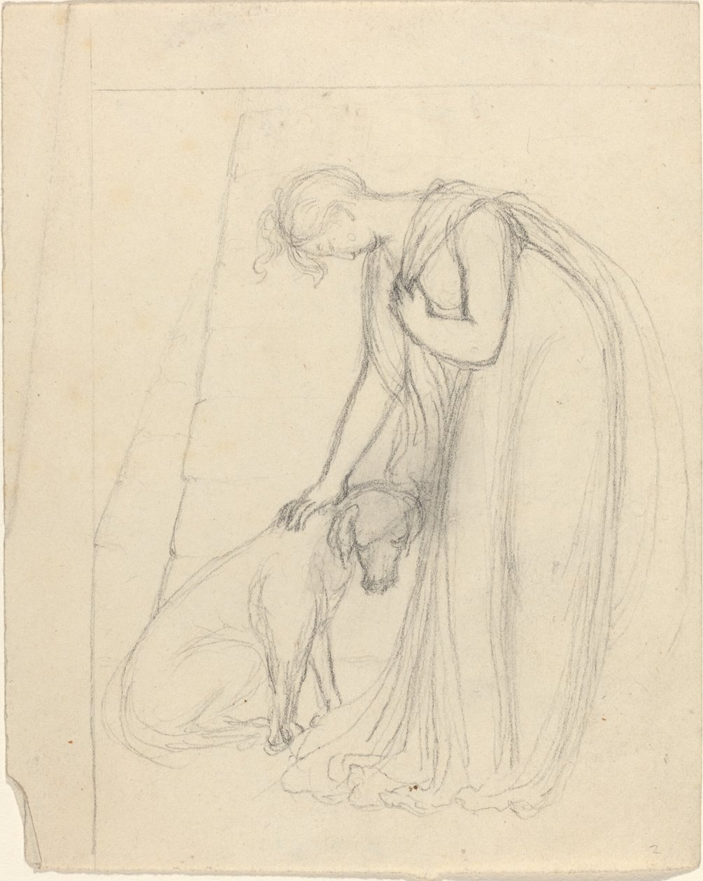 Köpek Okşayan Kadın by John Flaxman