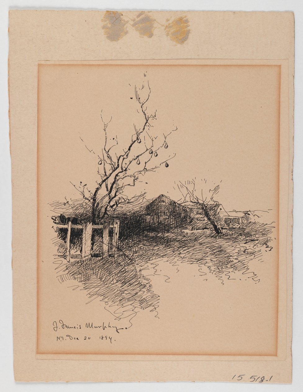 Manzara, New York, 20 Aralık 1894 (karton üzerine monte edilmiş kağıt üzerine kalem ve mürekkep) by John Francis Murphy