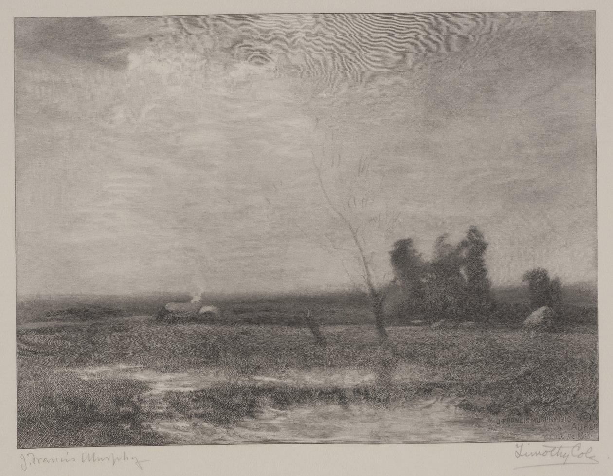 Lowlands Öğleden Sonra, Timothy Cole (1852-1931) tarafından yapılan baskı by John Francis Murphy