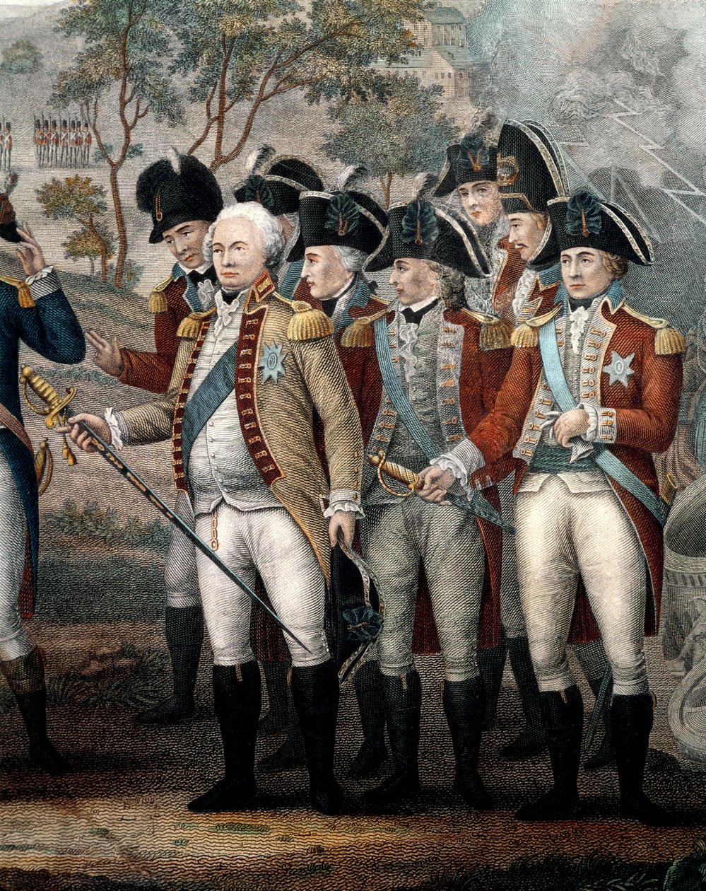 İngiliz subaylar Tarleton, Cornwallis, Abercrombie, O