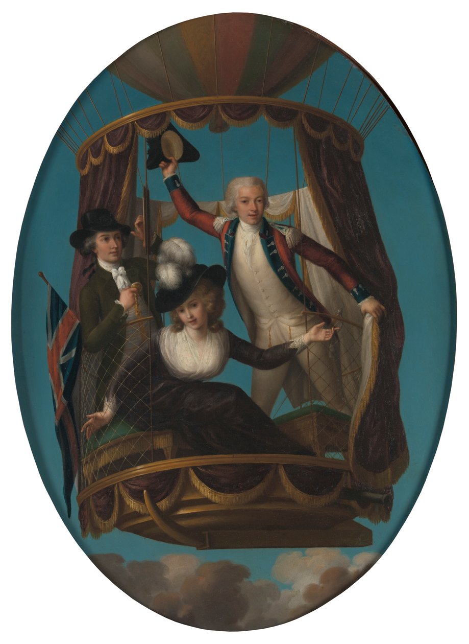 Yüzbaşı Vincenzo Lunardi, Yardımcısı George Biggin ve Bayan Letitia Anne Sage ile bir Balonda by John Francis Rigaud